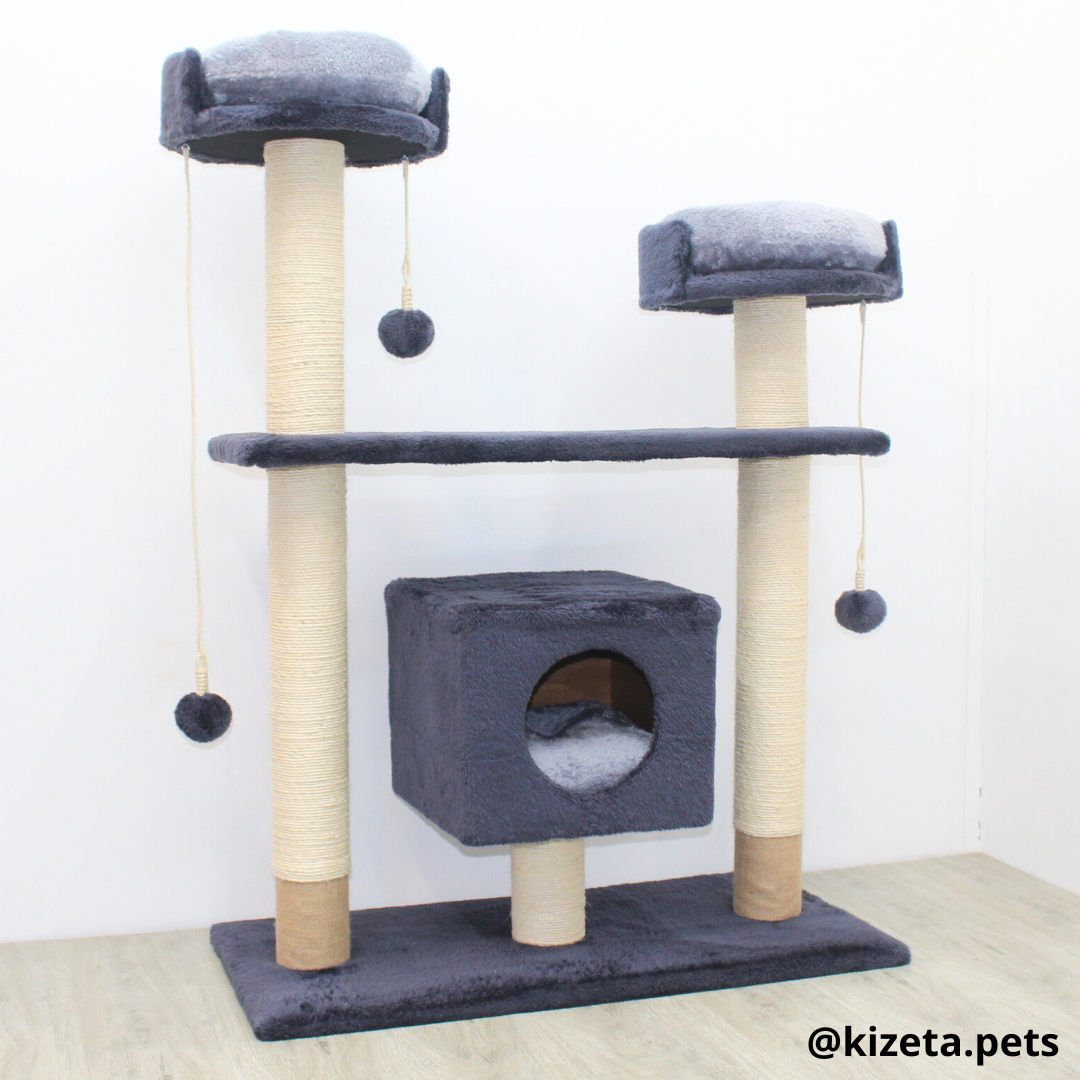 RASCADOR GYM PARA GATO MODELO PARÍS EXTRAGRANDE 3 CAMAS + 5 TORRES (90x45x126CM)