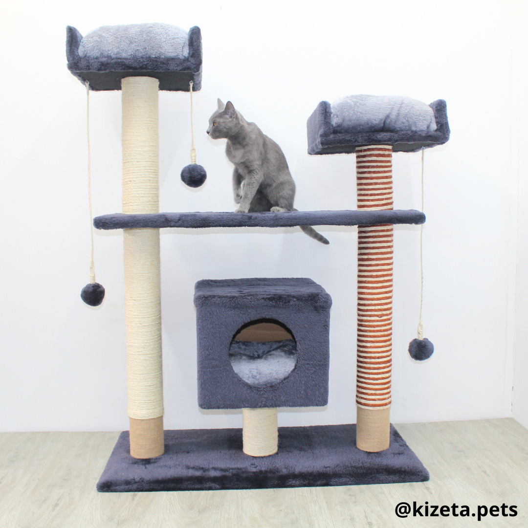 RASCADOR GYM PARA GATO MODELO PARÍS EXTRAGRANDE 3 CAMAS + 5 TORRES (90x45x126CM)