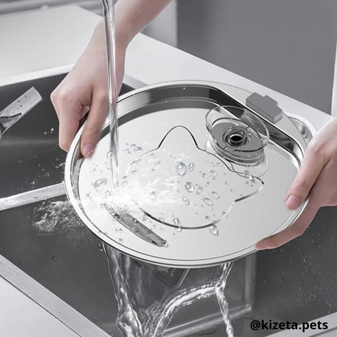 FUENTE DE AGUA DE ACERO INOXIDABLE CIRCULAR DE 3.2L PARA GATOS Y PERROS
