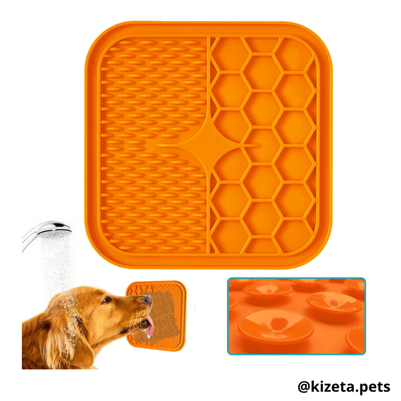 PLATO DE SILICONA M CON DOS TEXTURIZADOS PARA LAMER / LICK MAT / ALMOHADILLA JUGUETE INTERACTIVO MEDIANO PARA MASCOTAS