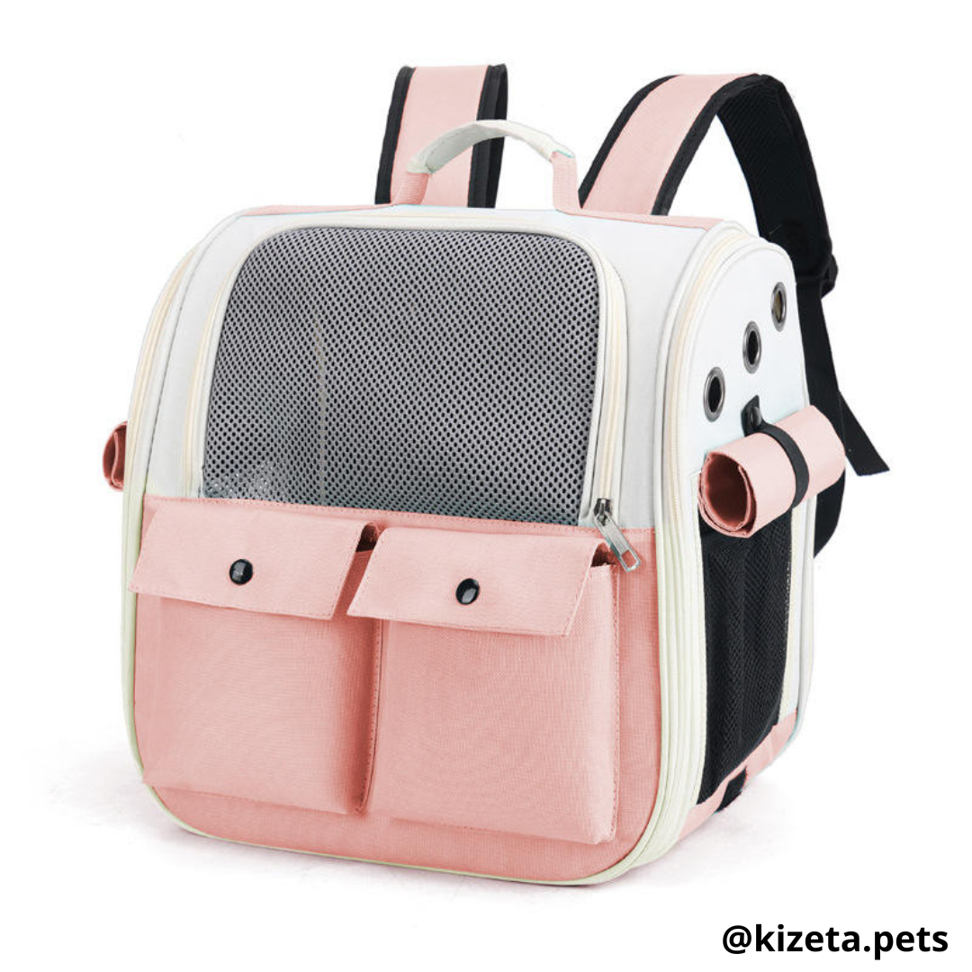 MOCHILA TRANSPORTADORA MISHI-GO PARA MASCOTAS CON VENTANA RECTANGULAR (36x25x38 CM)