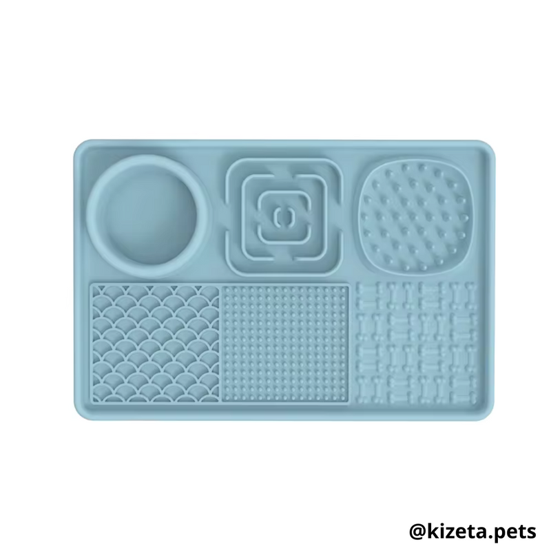 PLATO DE SILICONA L CON 6 TEXTURIZADOS PARA LAMER / LICK MAT / ALMOHADILLA JUGUETE INTERACTIVO MEDIANO PARA MASCOTAS