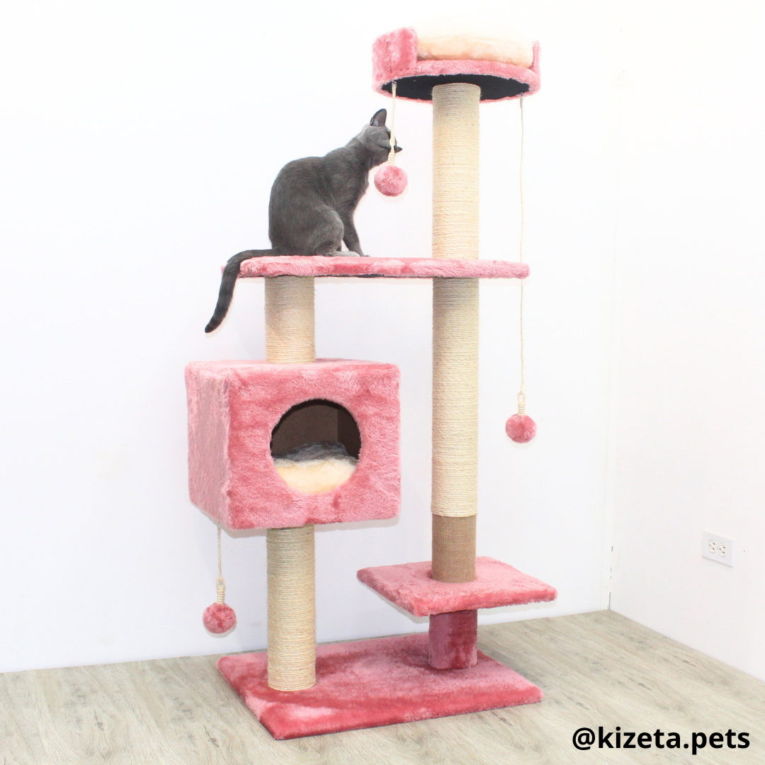 RASCADOR GYM PARA GATO MODELO CHICAGO 2DA GENERACIÓN 2 CAMAS + 5 TORRES (60x45x145CM)