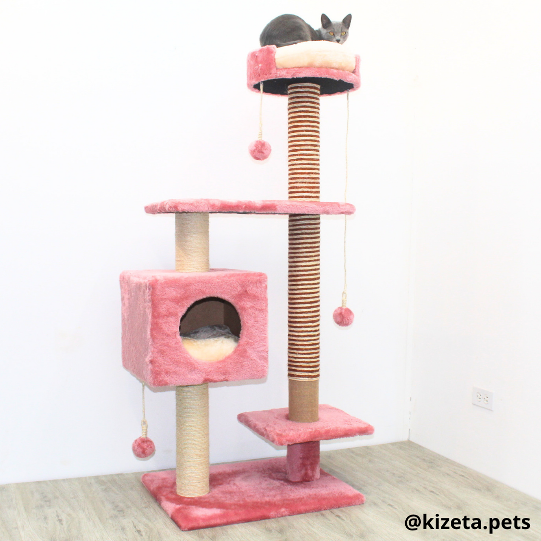 RASCADOR GYM PARA GATO MODELO CHICAGO 2DA GENERACIÓN 2 CAMAS + 5 TORRES (60x45x145CM)