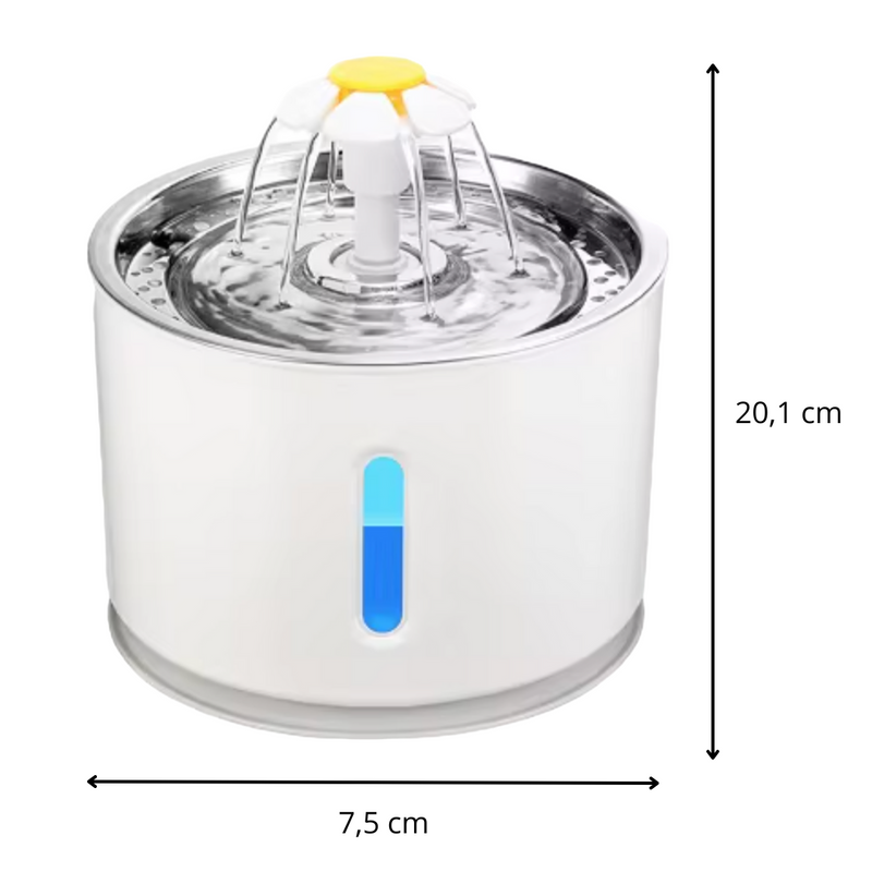 FUENTE DE AGUA DE 2,4L CON CUENCO DE ACERO INOXIDABLE PARA GATOS Y PERROS