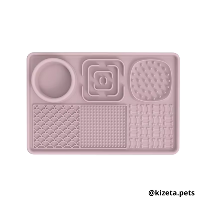 PLATO DE SILICONA L CON 6 TEXTURIZADOS PARA LAMER / LICK MAT / ALMOHADILLA JUGUETE INTERACTIVO MEDIANO PARA MASCOTAS