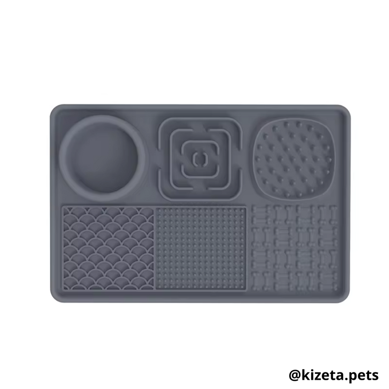 PLATO DE SILICONA L CON 6 TEXTURIZADOS PARA LAMER / LICK MAT / ALMOHADILLA JUGUETE INTERACTIVO MEDIANO PARA MASCOTAS