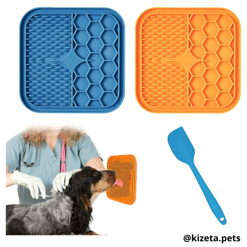 PLATO DE SILICONA M CON DOS TEXTURIZADOS PARA LAMER / LICK MAT / ALMOHADILLA JUGUETE INTERACTIVO MEDIANO PARA MASCOTAS