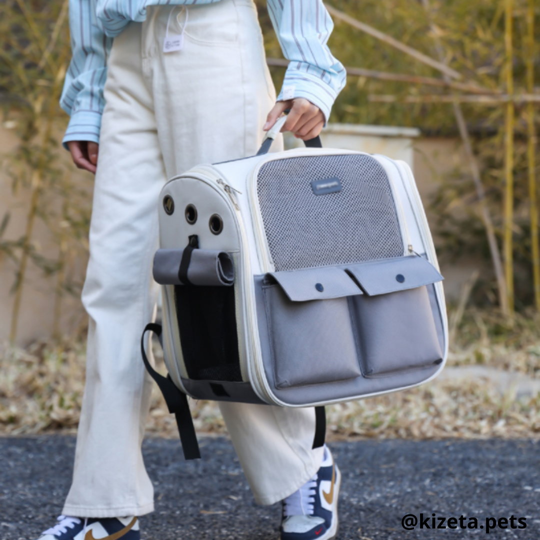 MOCHILA TRANSPORTADORA MISHI-GO PARA MASCOTAS CON VENTANA RECTANGULAR (36x25x38 CM)