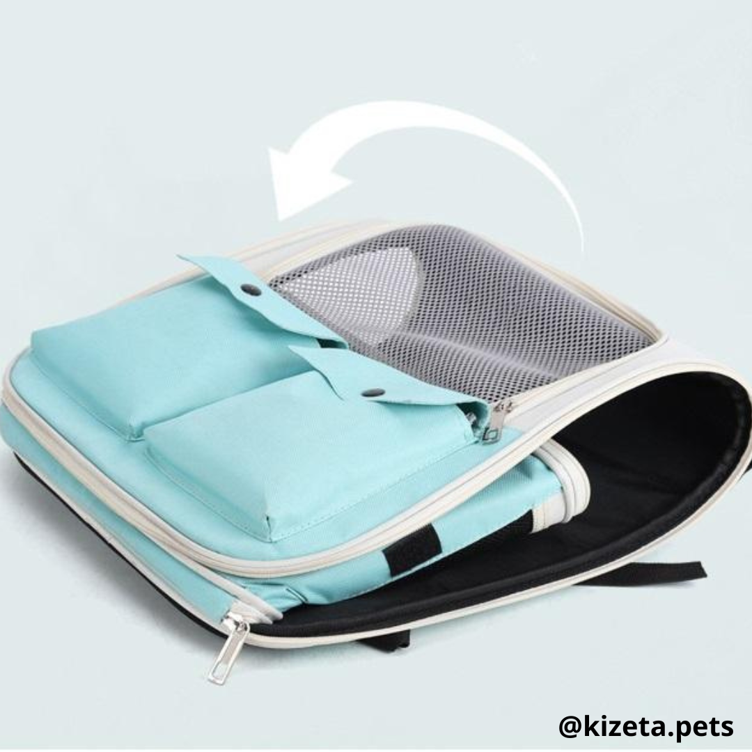 MOCHILA TRANSPORTADORA MISHI-GO PARA MASCOTAS CON VENTANA RECTANGULAR (36x25x38 CM)