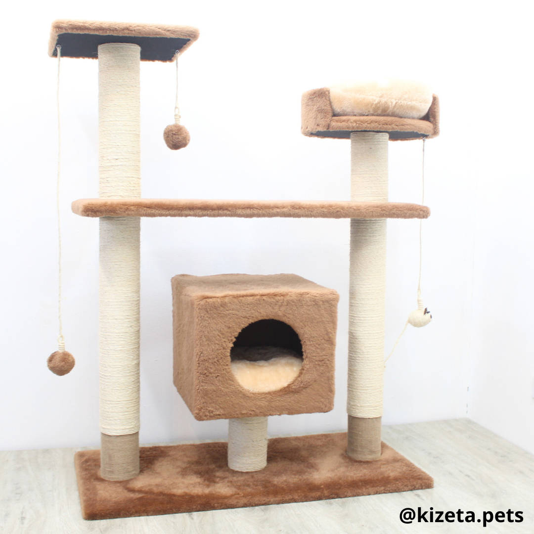 RASCADOR GYM PARA GATO MODELO PRAGA EXTRAGRANDE 2 CAMAS + 5 TORRES (90x45x116CM)