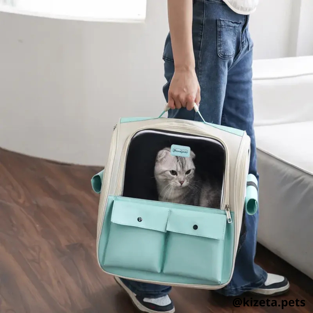 MOCHILA TRANSPORTADORA MISHI-GO PARA MASCOTAS CON VENTANA RECTANGULAR (36x25x38 CM)