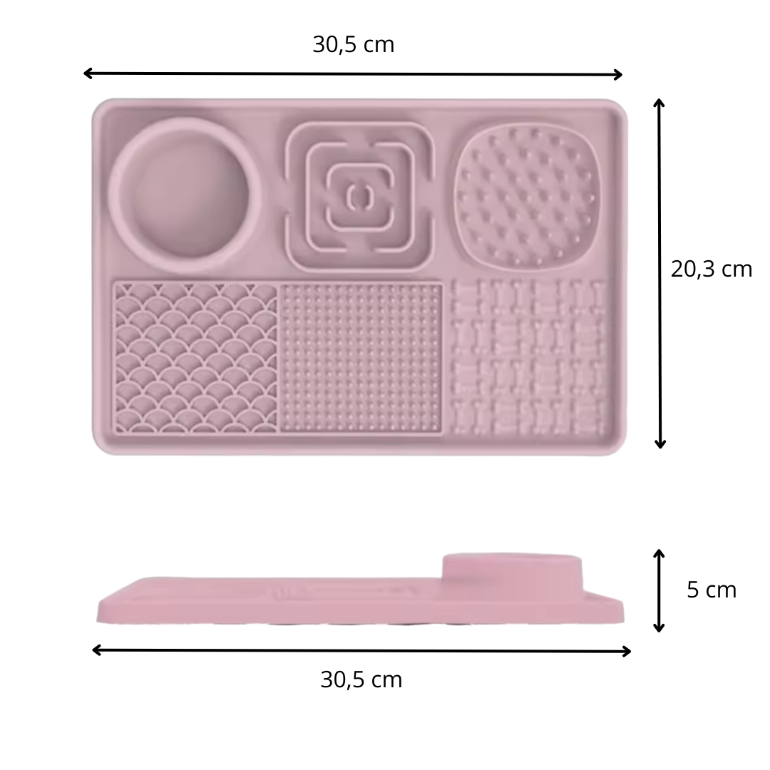 PLATO DE SILICONA L CON 6 TEXTURIZADOS PARA LAMER / LICK MAT / ALMOHADILLA JUGUETE INTERACTIVO MEDIANO PARA MASCOTAS