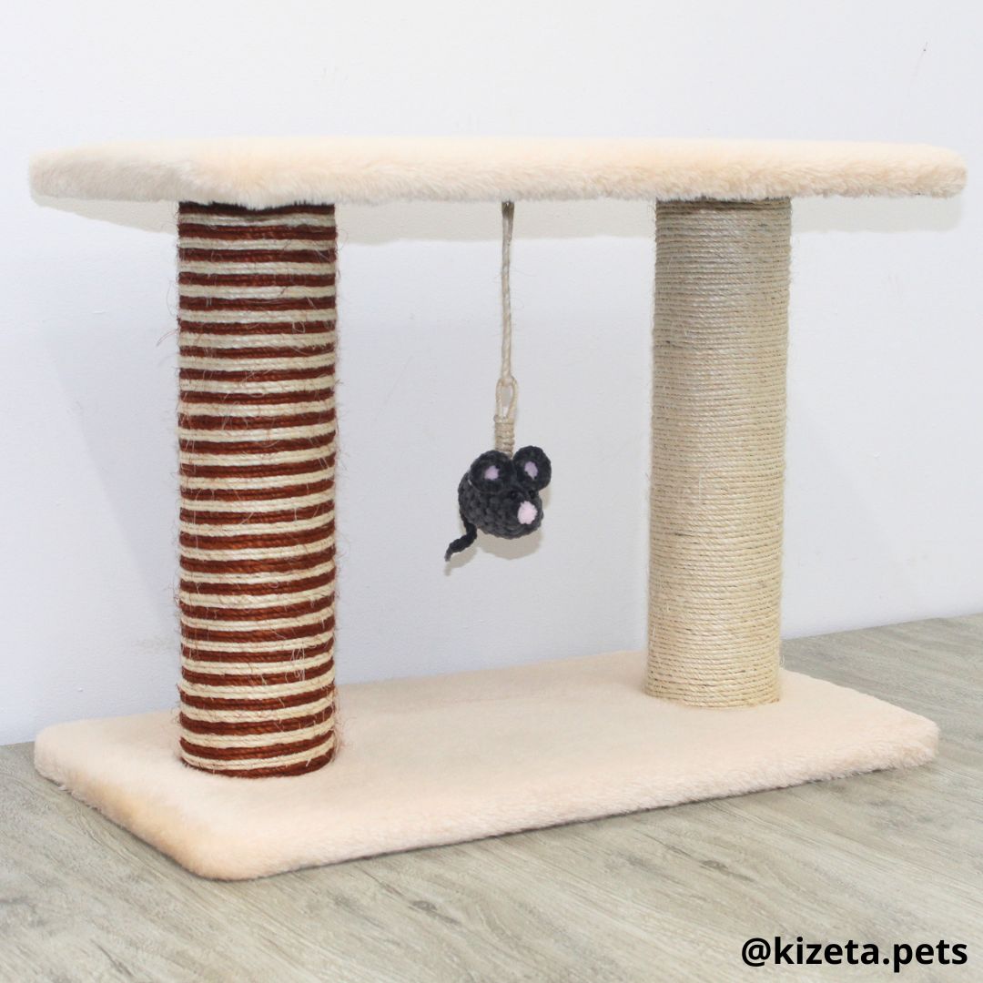 RASCADOR  PARA GATO MODELO DOBLE TORRE TIPO CAMA (60x25x45CM)