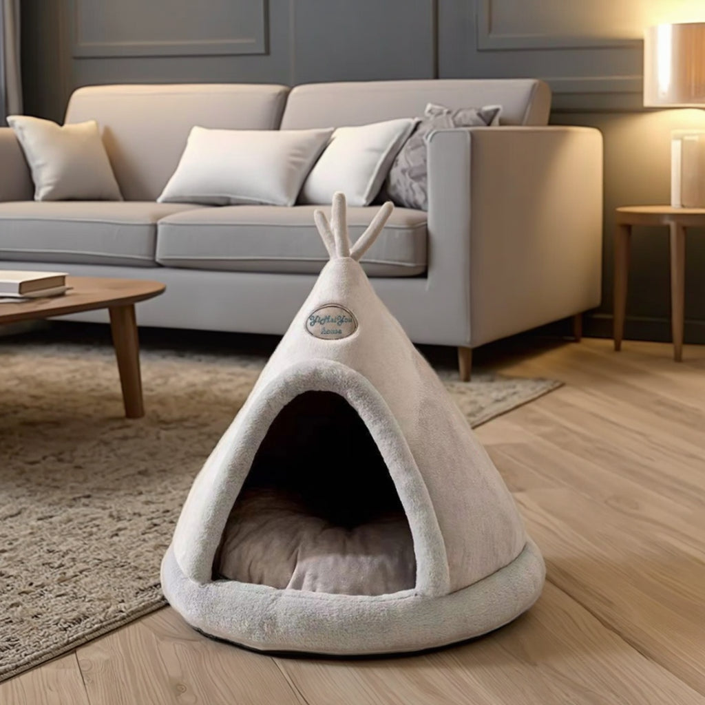 CAMA DE FELPA ULTRASUAVE CÓNICA PARA PERROS, GATOS O CONEJOS (S 55X55CM)